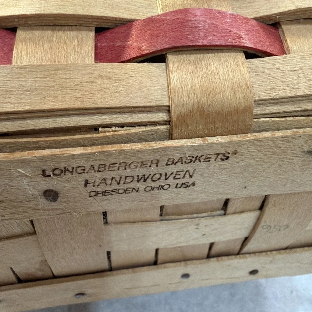1997 VTG Longaberger Woven 20th‎ Century Large Basket With Light Kit Flag 24
